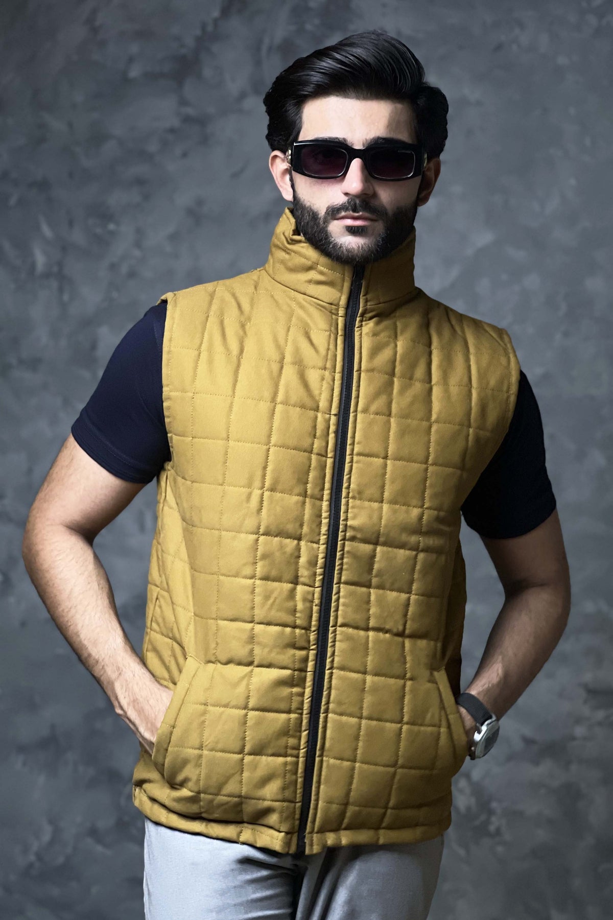 Men’s Mustard Quilted Puffer Jacket