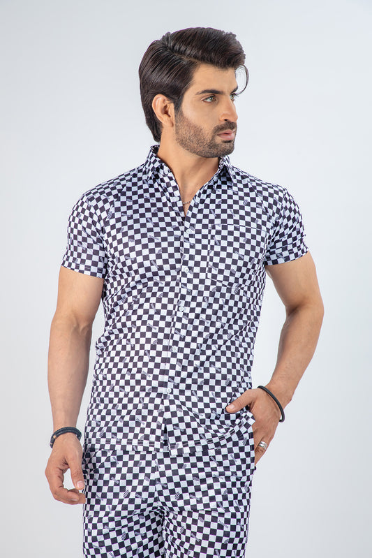 Square Checked Printed Summer Beach Short Suit