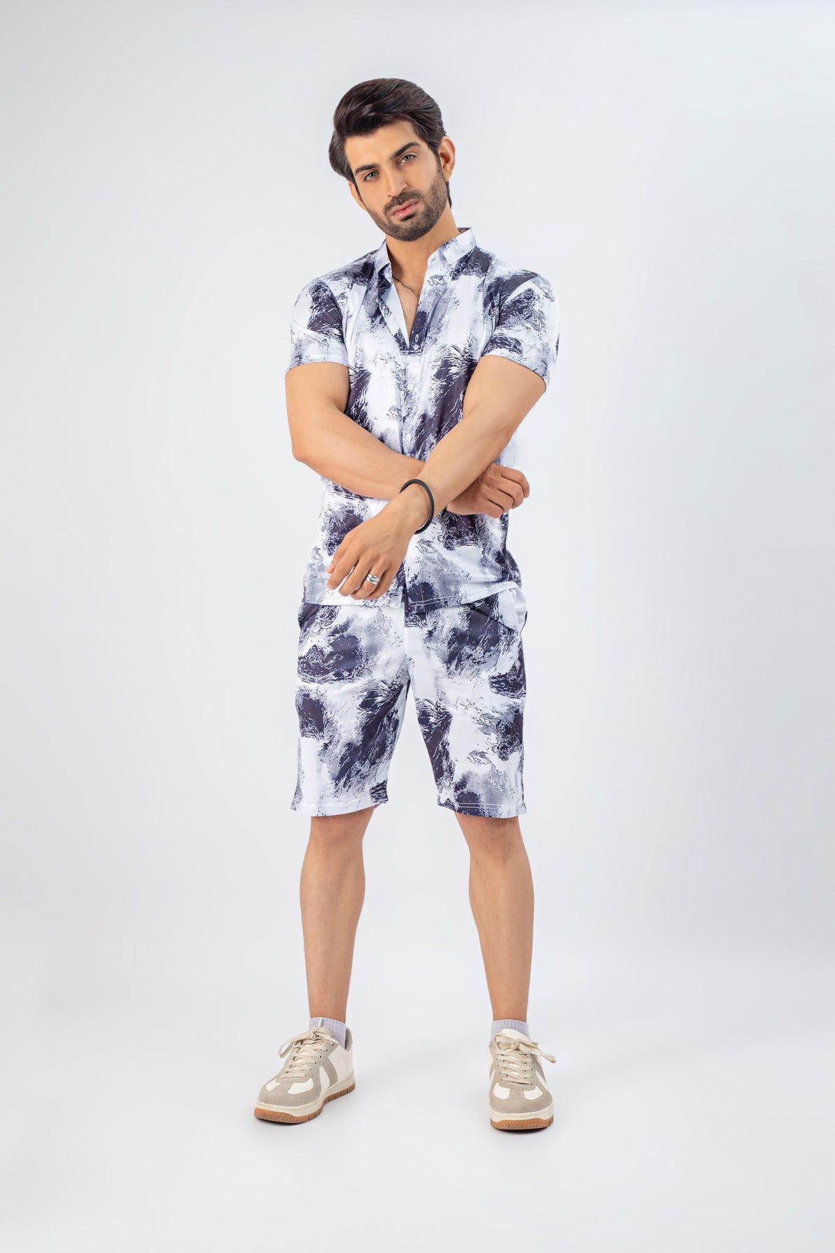 Abstract Printed Beachwear Set For Men