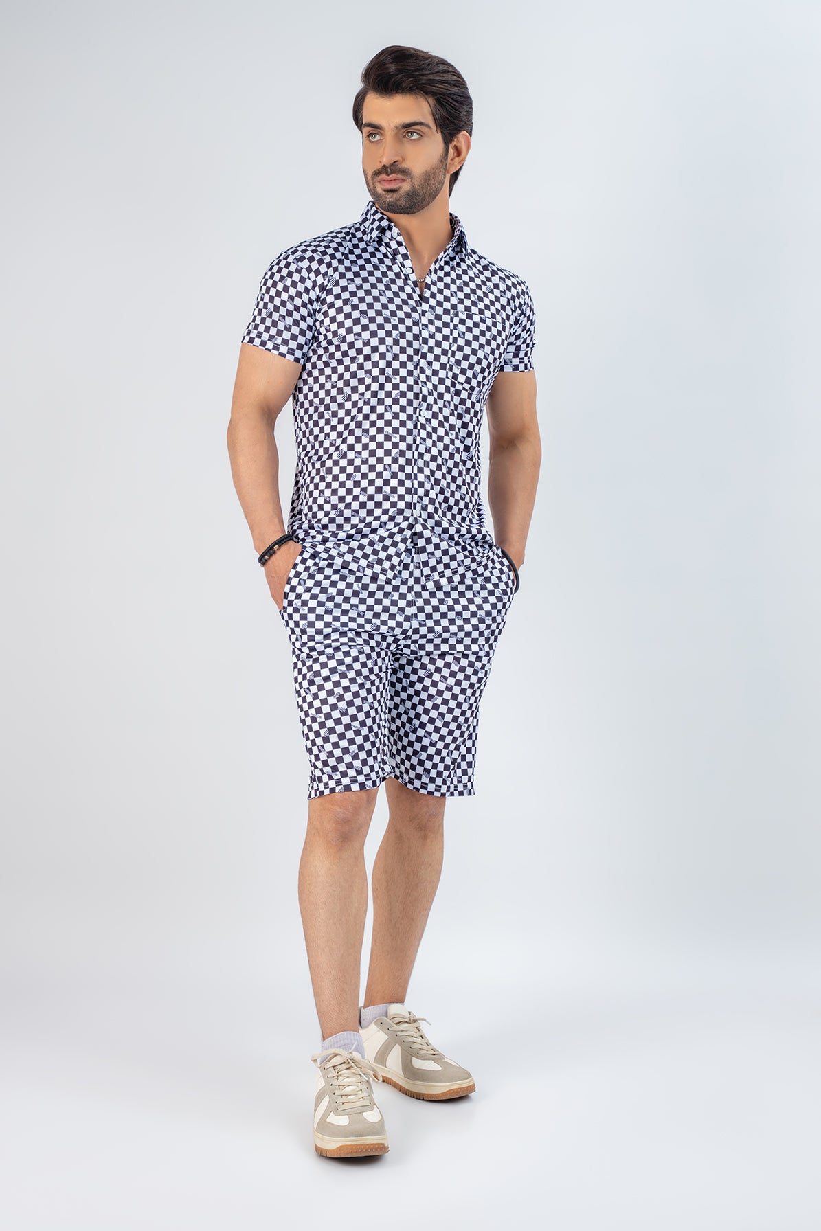 Square Checked Printed Summer Beach Short Suit